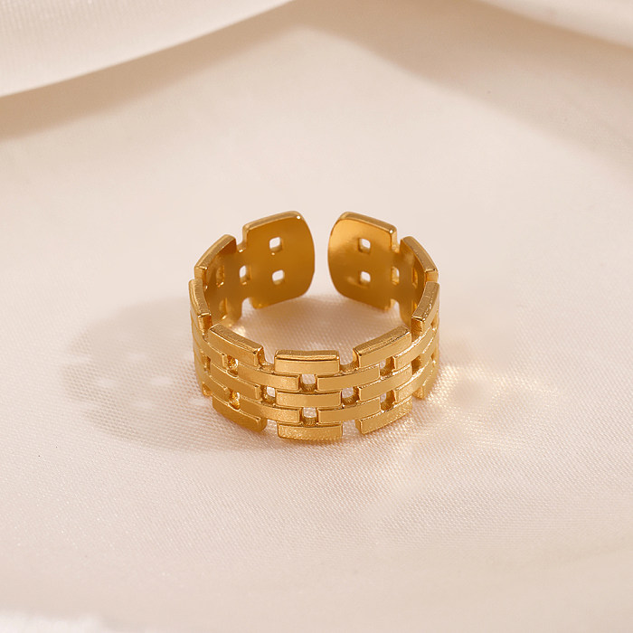 Anéis abertos banhados a ouro 18K de aço inoxidável geométrico estilo vintage