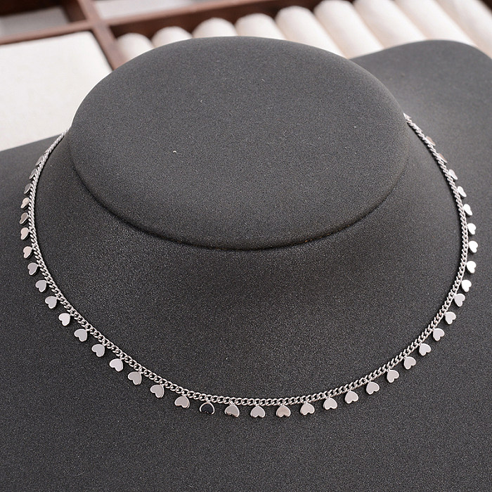 Moda estilo simples forma de coração chapeamento de cobre colar pingente banhado a ouro branco