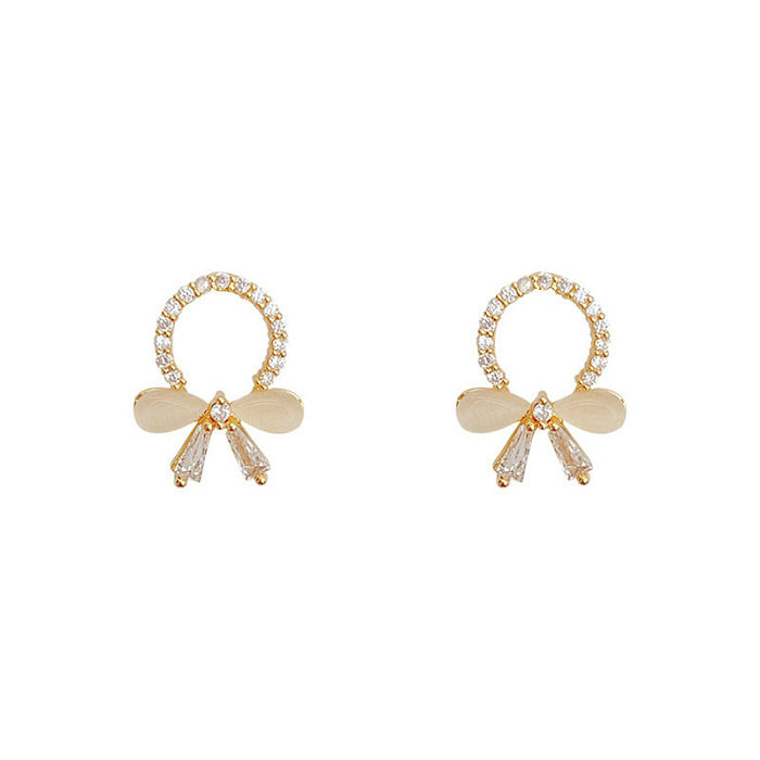 Fashion Star Heart Shape Copper Plating Artificial Pearls Zircon Drop Earrings 1 Pair