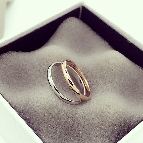 Simple Style Solid Color Titanium Steel Polishing Rings