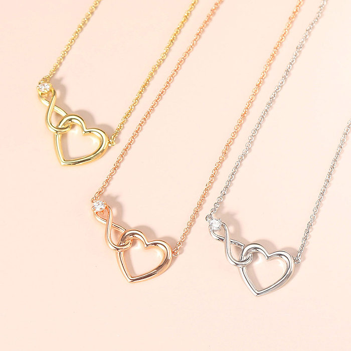 Süße einfache Art-Unendlichkeits-Herz-Form-Kupfer-Inlay-Zirkon-Armband-Halskette