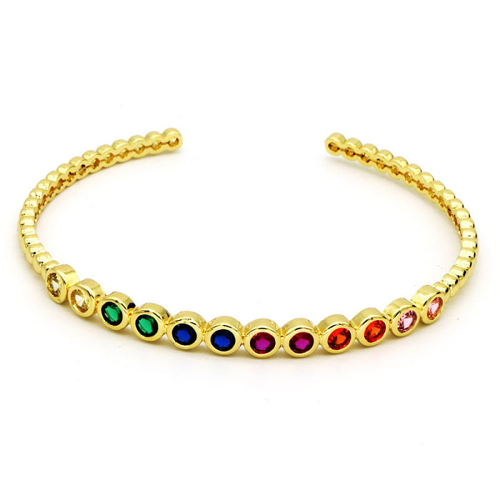Colored Zircon Nail Exaggerated Animal Snake Head Open-End Bangle Bracelet