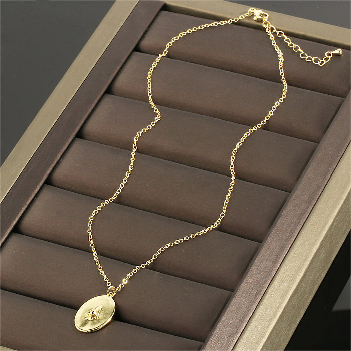 Collar plateado oro simple de los anillos del chapado en oro 18K del ojo de Streetwear del estilo