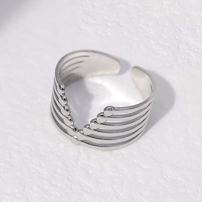 Retro Stripe Stainless Steel Hollow Out Open Ring