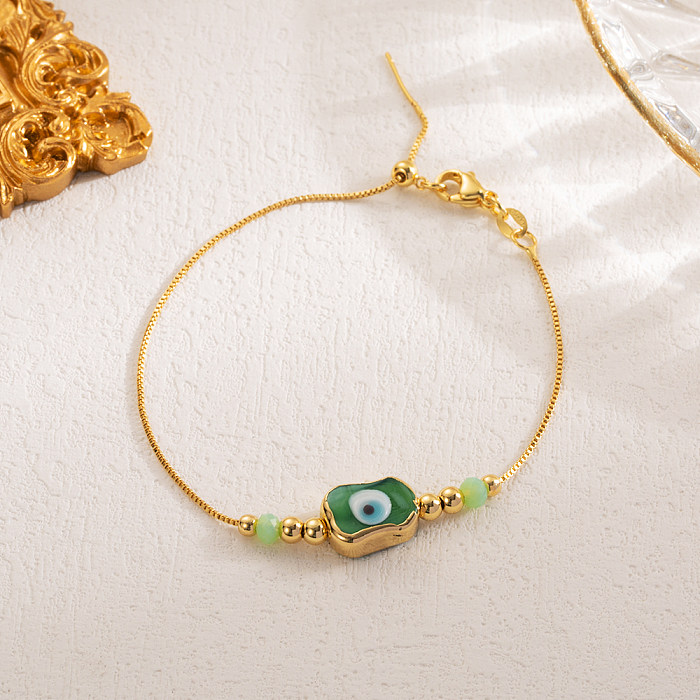 Simple Style Devil'S Eye Copper Enamel Plating 18K Gold Plated Bracelets