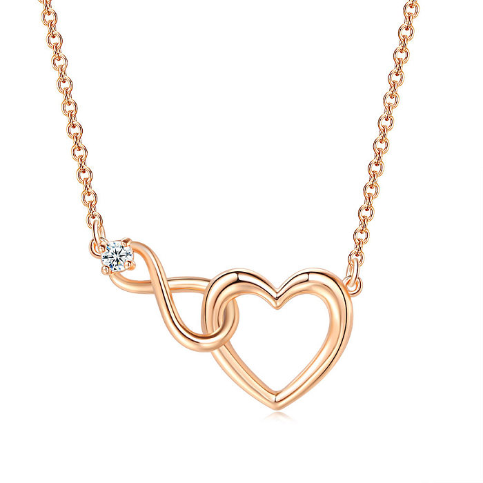 Süße einfache Art-Unendlichkeits-Herz-Form-Kupfer-Inlay-Zirkon-Armband-Halskette