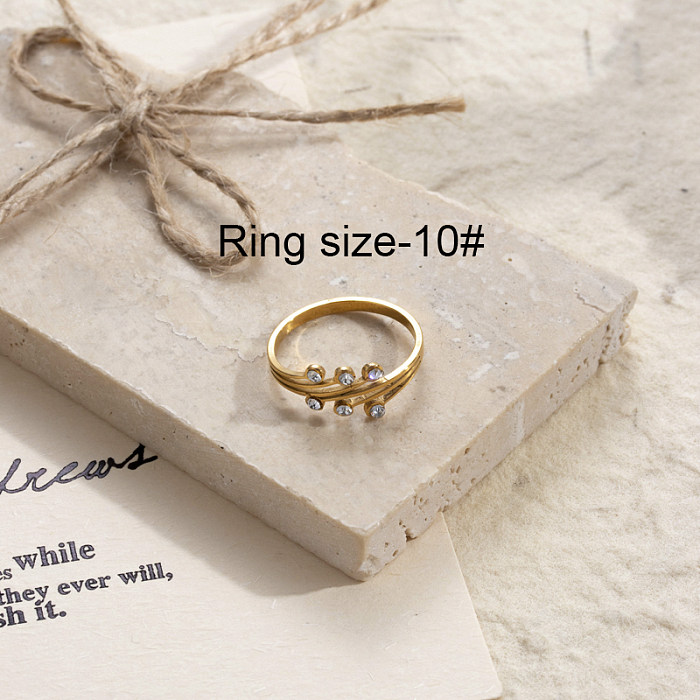 Anéis de strass banhados a ouro 18K de aço inoxidável borboleta flor estilo IG a granel