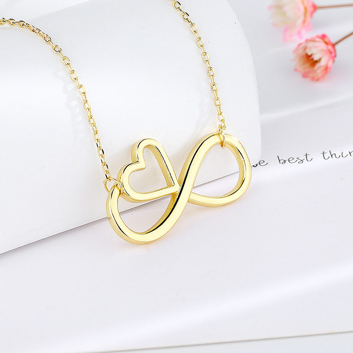 Simple Style Infinity Heart Shape Copper Plating Necklace