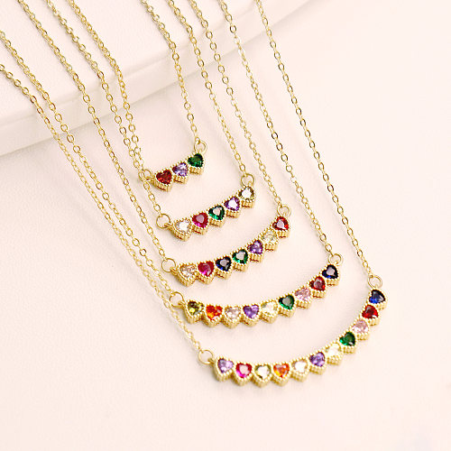 Elegant Heart Shape Copper Necklace Inlay Zircon Copper Necklaces