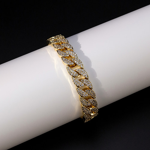 Pulseiras geométricas fashion de cobre banhadas a ouro zircão pulseiras de cobre 1 peça