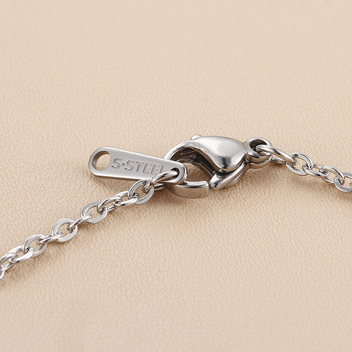 Fashion Letter Heart Shape Titanium Steel Inlay Rhinestones Earrings Necklace 1 Set
