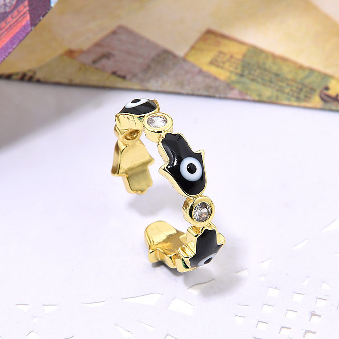 1 Stück modischer offener Ring mit Zirkon-Inlay und Kupferbeschichtung