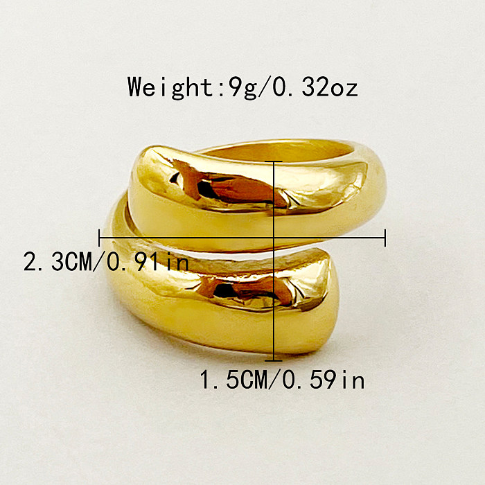 Anéis abertos banhados a ouro de aço inoxidável de cor sólida de estilo simples