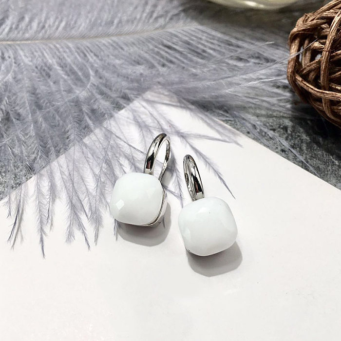 1 Pair Vacation Square Plating Inlay Copper Artificial Crystal Earrings
