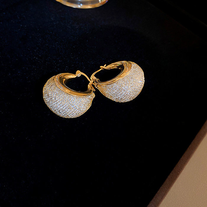 1 par feminino estilo simples comute cruz forma de coração flor incrustação imitação pérola cobre zircão brincos