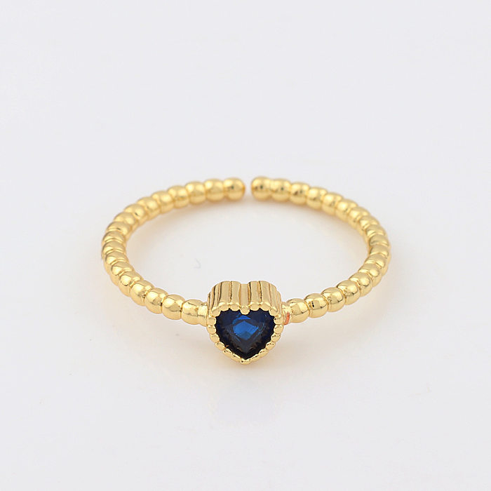 Fashion Heart Shape Copper Open Ring Plating Zircon Copper Rings