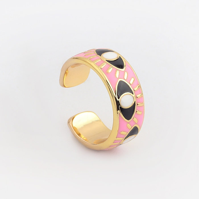 Fashion Devil'S Eye Copper Open Ring Inlay Resin Copper Rings
