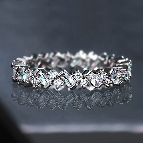 Moda jóias novo diamante quadrado feminino cobre incrustado anel de cauda de zircão