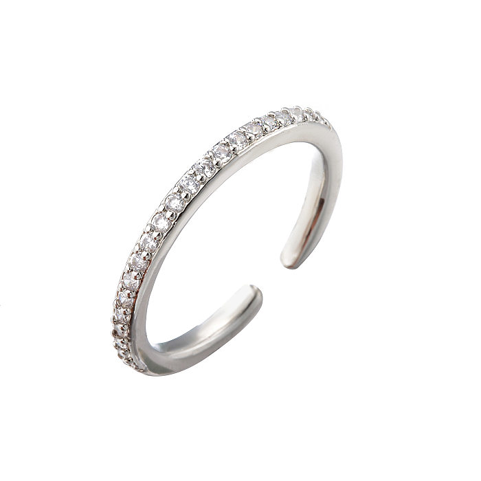 Mikro-Intarsien-Reihendiamant-Zirkon-Ring, farbiger Diamant-offener Ring, kleiner Stern-Ring