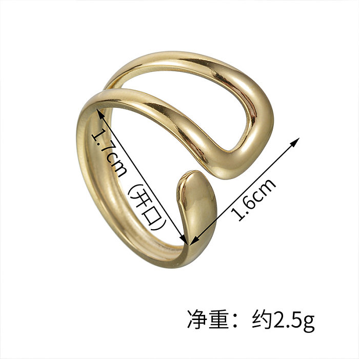 Vintage Style Simple Style Solid Color Stainless Steel Plating 14K Gold Plated Open Rings