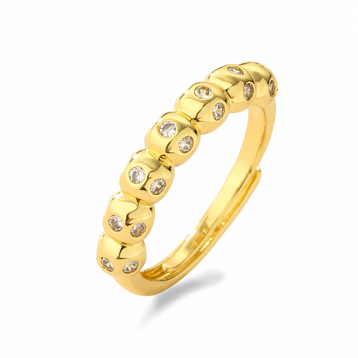 Férias estilo simples estilo legal redondo revestimento de cobre incrustação zircão 18K anéis banhados a ouro pulseiras brincos