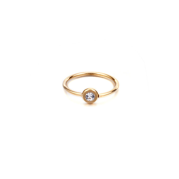 Korean Fashion Stainless Steel Rose Gold Index Finger Ring Tail Zircon Ultra-fine Single Ring