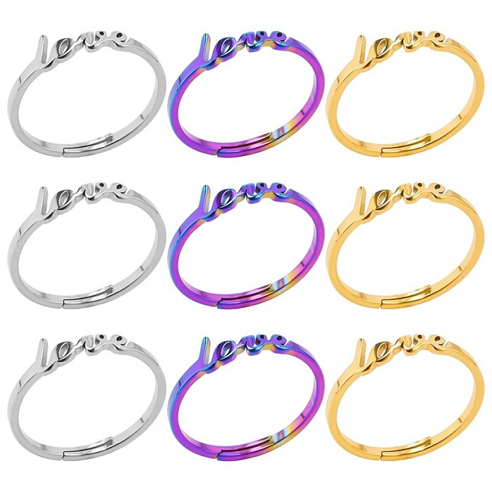 Wholesale Simple Style Letter Stainless Steel Open Rings