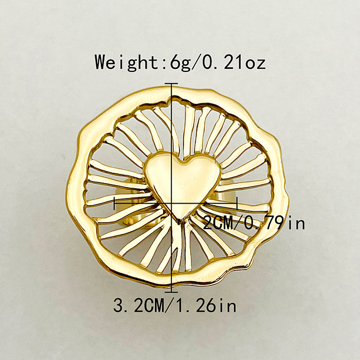 Lässige elegante herzförmige offene Ringe aus Edelstahl mit Polierbeschichtung und vergoldeter Oberfläche