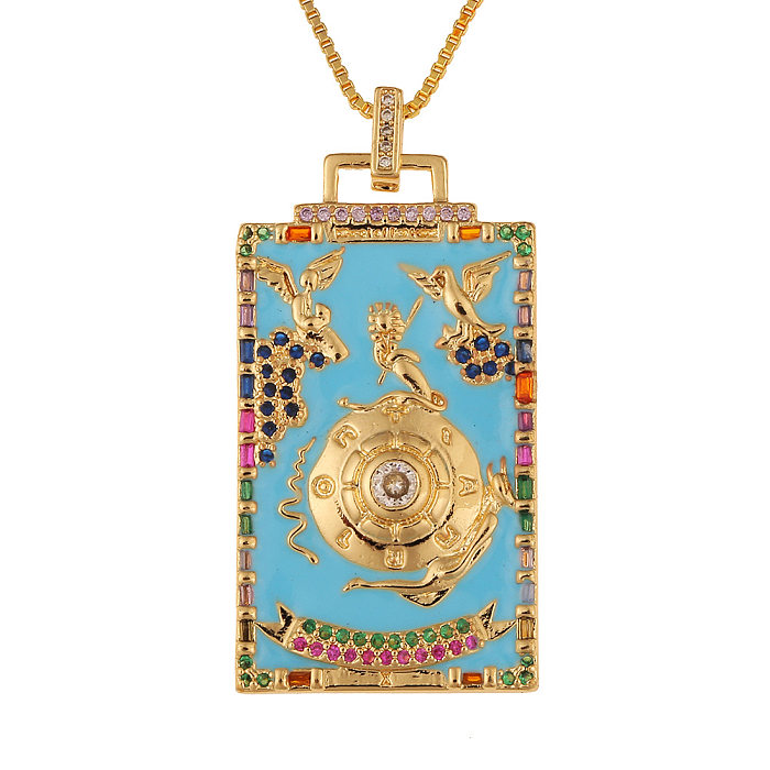 Fashion New Oil Drop Tarot Pendant Copper Zircon Necklace Wholesale jewelry