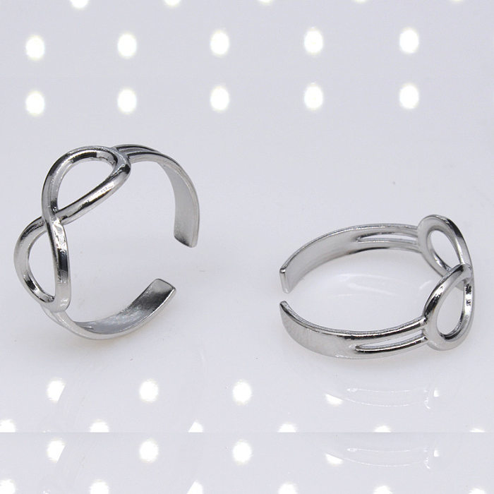 Casual Simple Style Infinity Titanium Steel Plating Hollow Out Open Ring