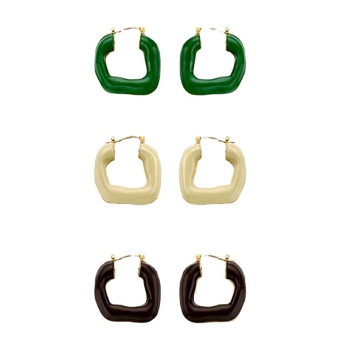 1 Pair Basic Classic Style Geometric Enamel Copper Earrings