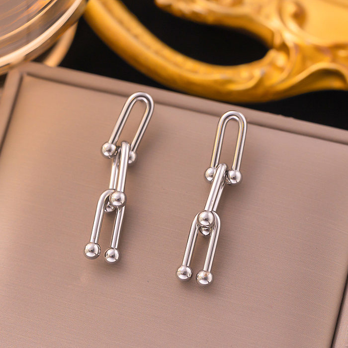 Streetwear U Shape Titanium Steel Plating Bracelets Earrings Necklace