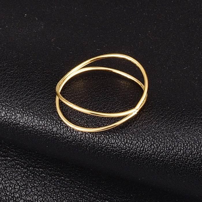 Fashion Round Titanium Steel Gold Plated Rings 1 Piece