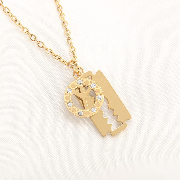 Basic Modern Style Geometric Copper Plating Inlay Zircon Gold Plated Pendant Necklace