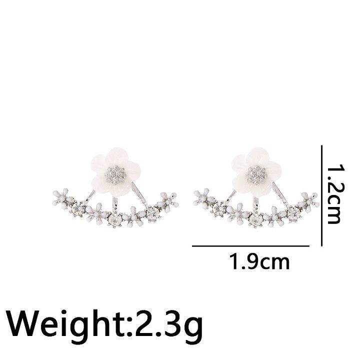 1 Pair Classic Style Flower Plating Inlay Copper Zircon 18K Gold Plated Ear Studs