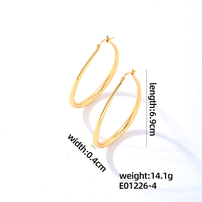 1 paire de boucles d'oreilles pendantes décontractées, ovales, en cuivre plaqué or