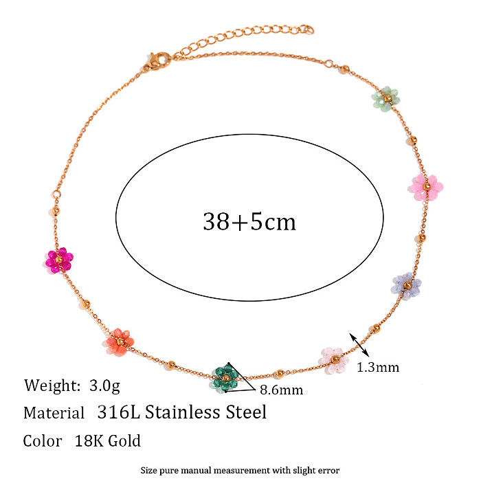 Sweet Simple Style Classic Style Flower Stainless Steel Beaded Plating 18K Gold Plated Bracelets Necklace