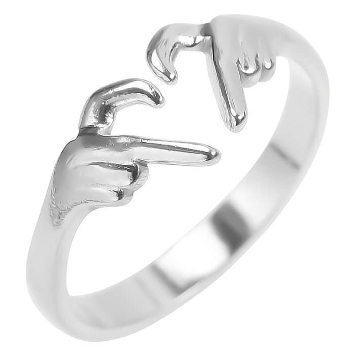 Wholesale 1 Piece Simple Style Heart Shape Titanium Steel Open Ring