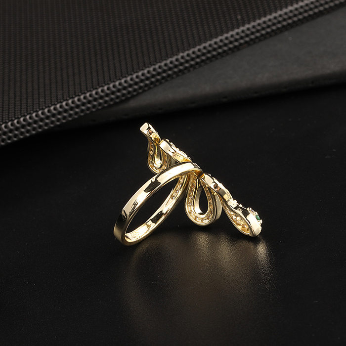 Anéis abertos de zircão com revestimento de cobre de cobra streetwear