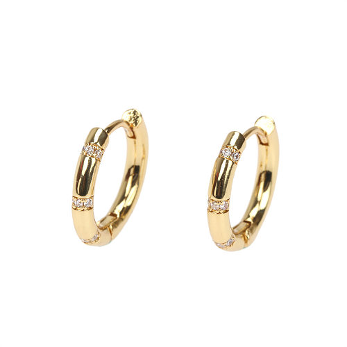 European And American Circle Diamond Earrings  New Copper Gold-plated Earrings