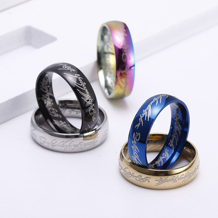 Fashion Letter Titanium Steel Plating Rings