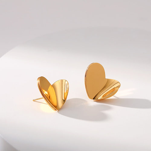 Brincos de orelha revestidos de cobre em formato de coração da moda 1 par