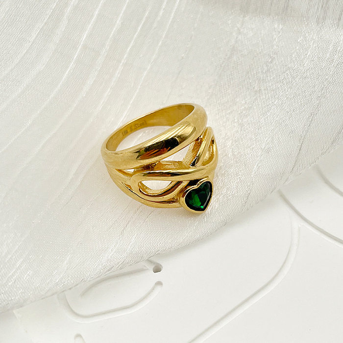 Fashion Infinity Heart Shape Stainless Steel Plating Zircon Rings