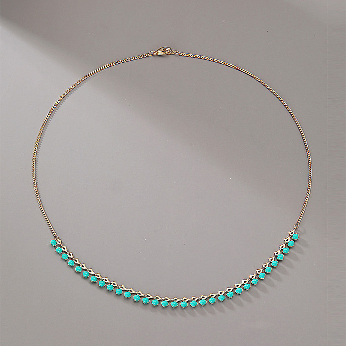 Simple Style Geometrisch Kupfer Halskette Emaille Vergoldete Kupfer Halsketten 1 Stück