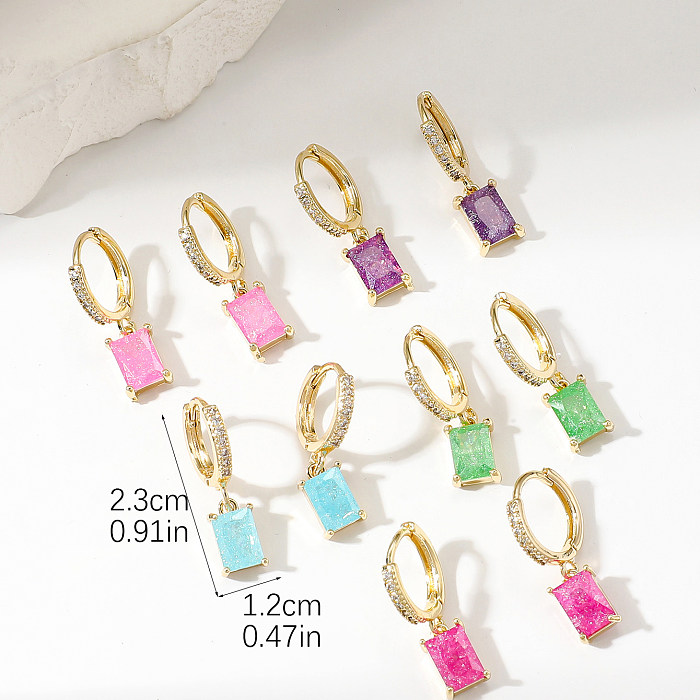 5 Pairs Simple Style Korean Style Rectangle Plating Inlay Copper Zircon Gold Plated Drop Earrings