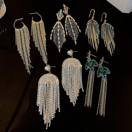 Pendientes colgantes de perlas con incrustaciones de cobre y nudo de lazo de mariposa geométrico, ropa de calle, 1 par