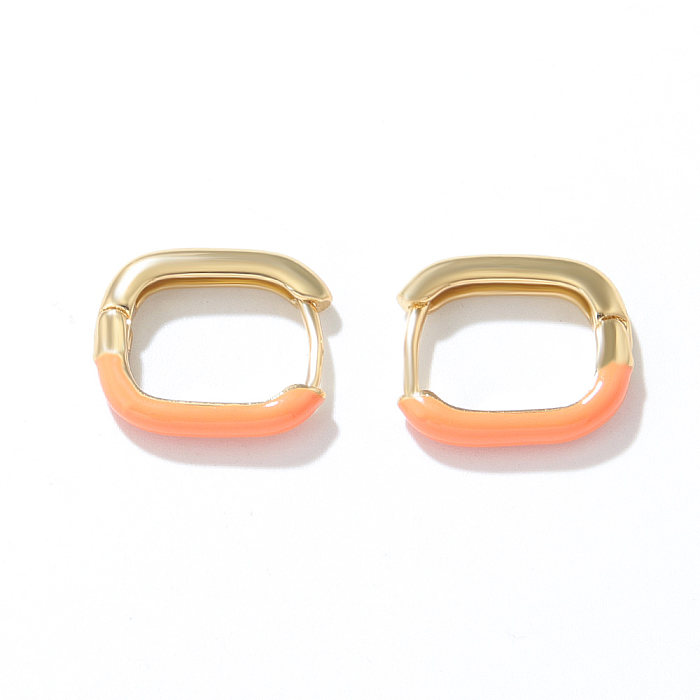 Fashion Color Block Copper Earrings Enamel Plating Copper Earrings