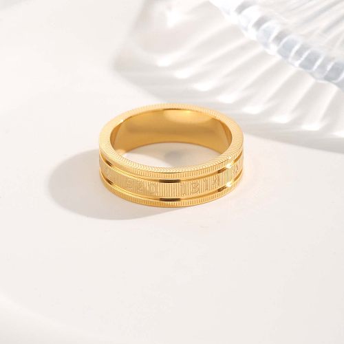 Wholesale Luxurious Lady Simple Style Number Heart Shape Titanium Steel Plating Gold Plated Rings