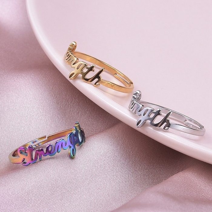 Wholesale Simple Style Letter Stainless Steel Open Rings