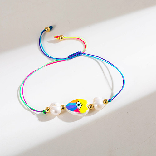 INS Style Devil'S Eye Freshwater Pearl Rope Copper Beaded Enamel Plating 18K Gold Plated Bracelets